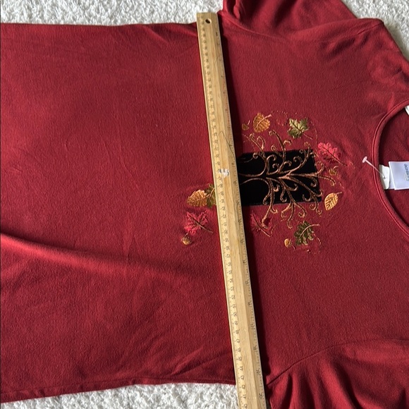 Elegant Red Embroidered Sweatshirt - Picture 7 of 10